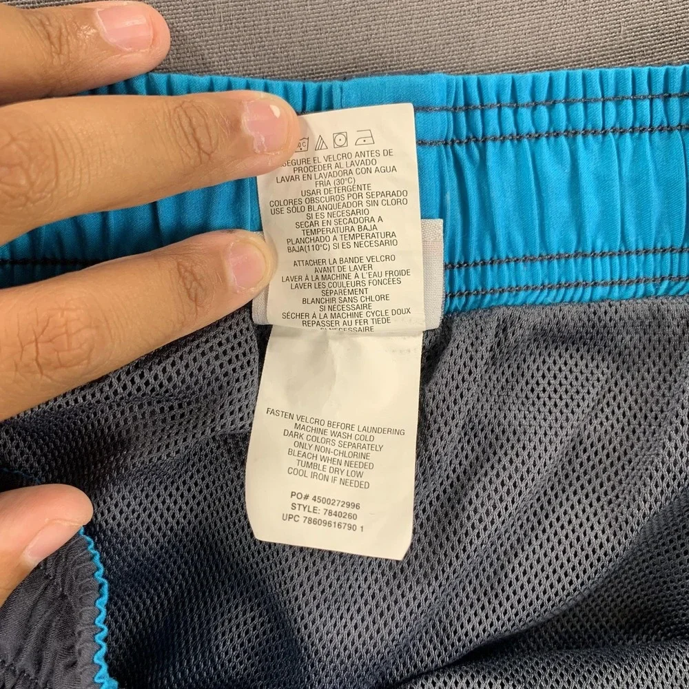 Speedo Swim Trunks Men LG (34in) Gray Blue Mesh Lined‎ Board Shorts Cargo Pocket
